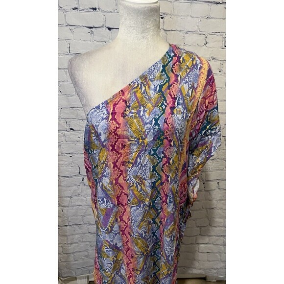 NWT Savanna Jane Women’s Multicolor Animal Print One Shoulder Maxi Dress Size M - Picture 3 of 7